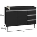 Ver imagem 3 de Balcao Com Tampo 100 cm 2 Portas Andreia Preto REAJL