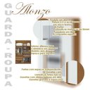 Ver imagem 5 de Guarda Roupa Solteiro Ambiente Alonzo 4 Portas Amêndoa Clean Branco com Espelho - Lopas