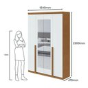 Ver imagem 3 de Guarda Roupa Solteiro Ambiente Alonzo 4 Portas Amêndoa Clean Branco com Espelho - Lopas