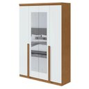 Ver imagem 2 de Guarda Roupa Solteiro Ambiente Alonzo 4 Portas Amêndoa Clean Branco com Espelho - Lopas