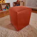 Ver imagem 1 de Puff Banqueta Quadrado Cubo Decorativo Courino e Suede Laranja Courino