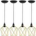 Ver imagem 1 de 4 Pendentes Aramado Cálice P Luminária Lustre Teto Retrô Vintage Industrial Balcão Dourado