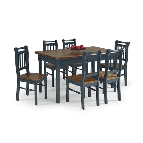 Conjunto Sala de Jantar e Cozinha Com 6 Cadeiras Madeira Maciça AZUL PETRÓLEO