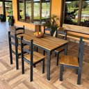 Ver imagem 2 de Conjunto Mesa de Jantar 6 Lugares com 6 Cadeiras em Madeira Maciça Mel/preto - Móveis Britz