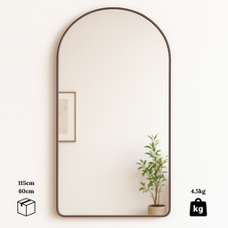 Espelho Grande com Moldura Metal Corpo Inteiro Decorativo 115x60cm Marrom - 5