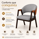 Ver imagem 3 de Kit 4 Cadeira Sala Jantar Madeira Maciça Linho Hélen Facto Ocre:Cinza Linho/Castanho
