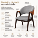 Ver imagem 2 de Kit 4 Cadeira Sala Jantar Madeira Maciça Linho Hélen Facto Ocre:Cinza Linho/Castanho