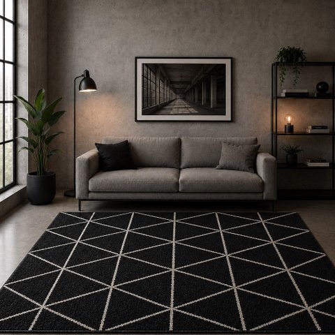 Tapete Sala Atlas Art 22 Preto 1.50x2.00 Antiderrapante