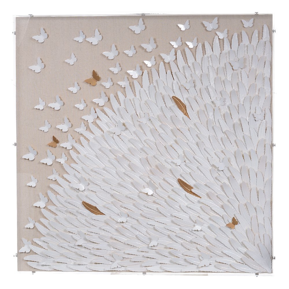 Quadro Decorativo Acrílico Branco 80x80x5cm