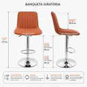 Ver imagem 2 de Kit 3 Banquetas Altas Giratórias Reguláveis Bar Cozinha Marrom Prata