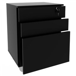 Gaveteiro com Rodízios 3 Gavetas com Chave Me4148 Preto - Tecno Mobili - 3