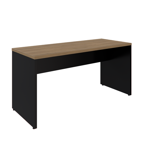 Mesa Reta Savoia 30mm 150x60cm Pé Painel Escritório Macadamia/preto