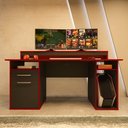 Ver imagem 5 de Mesa Gamer com Luz de LED 1 Gaveta 160cm Yescasa Preto E Vermelho