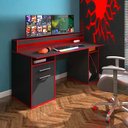 Ver imagem 2 de Mesa Gamer com Luz de LED 1 Gaveta 160cm Yescasa Preto E Vermelho