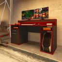 Ver imagem 1 de Mesa Gamer com Luz de LED 1 Gaveta 160cm Yescasa Preto E Vermelho