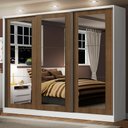 Ver imagem 1 de Guarda-roupa Casal 100% Mdf Madesa Eros 3 Portas de Correr de Espelho - Branco/rustic