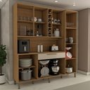 Ver imagem 2 de Cozinha Compacta Vanguardia 6 Portas 1 Gaveta 100% Mdf com Vidro Amêndoa/off White - Panorama Móveis