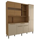 Ver imagem 1 de Cozinha Compacta Vanguardia 6 Portas 1 Gaveta 100% Mdf com Vidro Amêndoa/off White - Panorama Móveis
