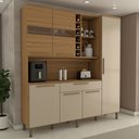 Ver imagem 3 de Cozinha Compacta Vanguardia 6 Portas 1 Gaveta 100% Mdf com Vidro Amêndoa/off White - Panorama Móveis