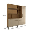 Ver imagem 4 de Cozinha Compacta Vanguardia 6 Portas 1 Gaveta 100% Mdf com Vidro Amêndoa/off White - Panorama Móveis