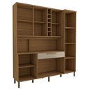 Ver imagem 5 de Cozinha Compacta Vanguardia 6 Portas 1 Gaveta 100% Mdf com Vidro Amêndoa/off White - Panorama Móveis