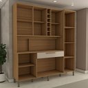 Ver imagem 6 de Cozinha Compacta Vanguardia 6 Portas 1 Gaveta 100% Mdf com Vidro Amêndoa/off White - Panorama Móveis