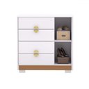 Ver imagem 3 de Cômoda Sapateira Santos 1 Porta 4 Gavetas Branco/camarim - Pnr Móveis