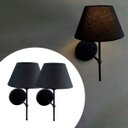 Ver imagem 1 de Kit 2 Arandelas de Parede Clássico Alumínio com Cúpula Tecido Algodão Ref 16