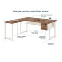 Ver imagem 5 de Mesa em L Pé Quadro (Mesa 1,50m + Mesa Auxiliar) c/ Gavetas Workstart Nogal Sevilha/Champanhe
