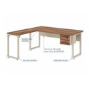 Ver imagem 3 de Mesa em L Pé Quadro (Mesa 1,50m + Mesa Auxiliar) c/ Gavetas Workstart Nogal Sevilha/Champanhe