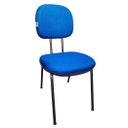 Ver imagem 1 de Cadeira de Escritório Secretaria Fixa Pé Palito Tecido Jserrano Azul com Preto para Recepção