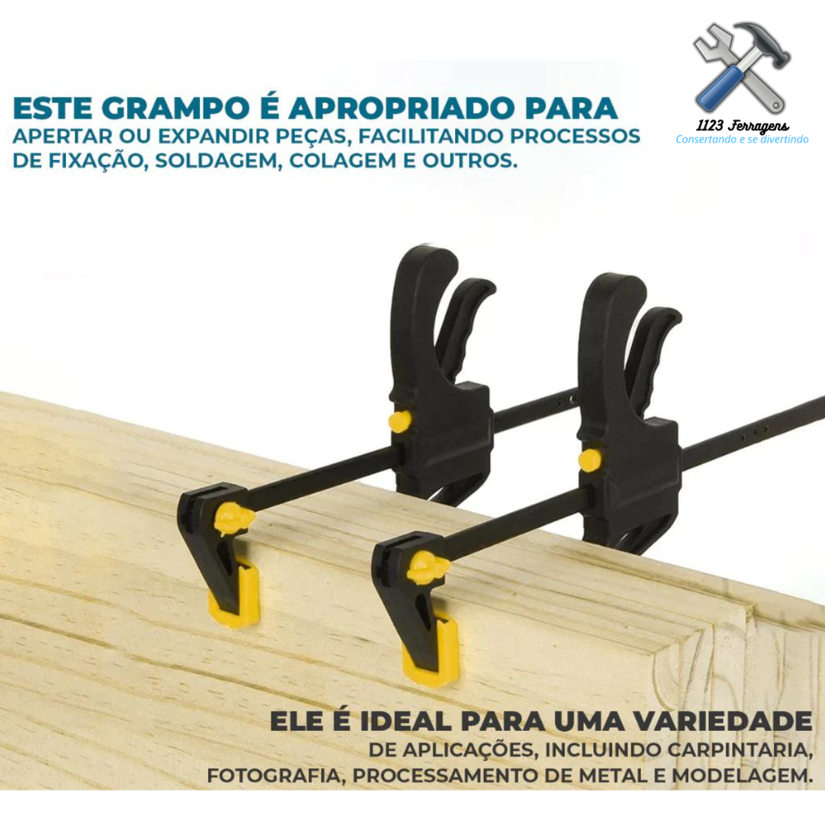 Kit Jogo com 2 Grampos Tipo Sargento de Aperto Rápido 18 Pol 450mm para Marcenaria - 4