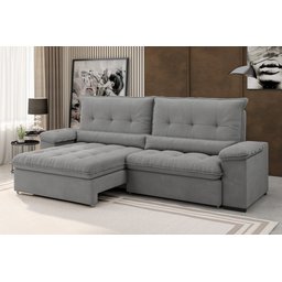 Sofá Arezzo Retrátil/reclinável 4lugares Suede Cinza 2,15m - Xflex - 1