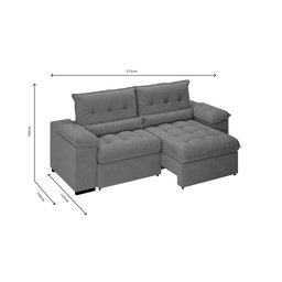 Sofá Arezzo Retrátil/reclinável 4lugares Suede Cinza 2,15m - Xflex - 3