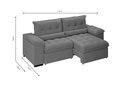 Ver imagem 3 de Sofá Arezzo Retrátil/reclinável 4lugares Suede Cinza 2,15m - Xflex