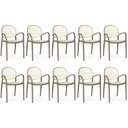 Ver imagem 1 de Kit 10 Cadeiras de Jantar Roma com Braço para Sala e Cozinha - Branco/cinza Escuro