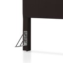 Ver imagem 4 de Cabeceira Cama Box Casal 1,40m Estofada Detalhe em Madeira Java Linho Marrom Escuro