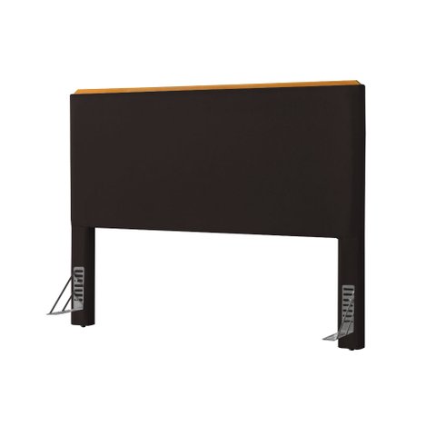 Cabeceira Cama Box Casal 1,40m Estofada Detalhe em Madeira Java Linho Marrom Escuro