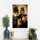 Ver imagem 2 de Quadro Família de Gatos Antiga - 60x48cm:moldura Branca