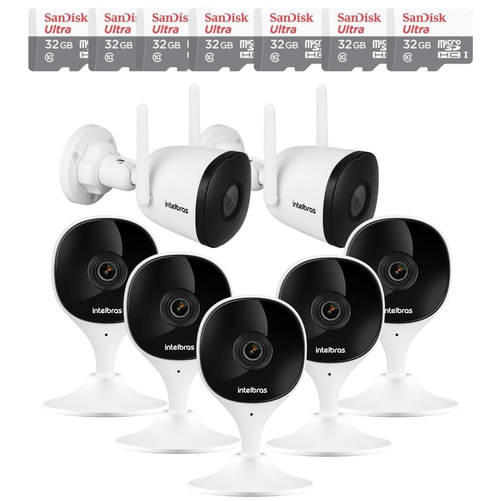 5 Câmeras Wi-fi Imx C Intelbras + 2 IM5 SC + Sd 32gb Ultra IMX C + IM5 SC + 32GB ULTRA - 1