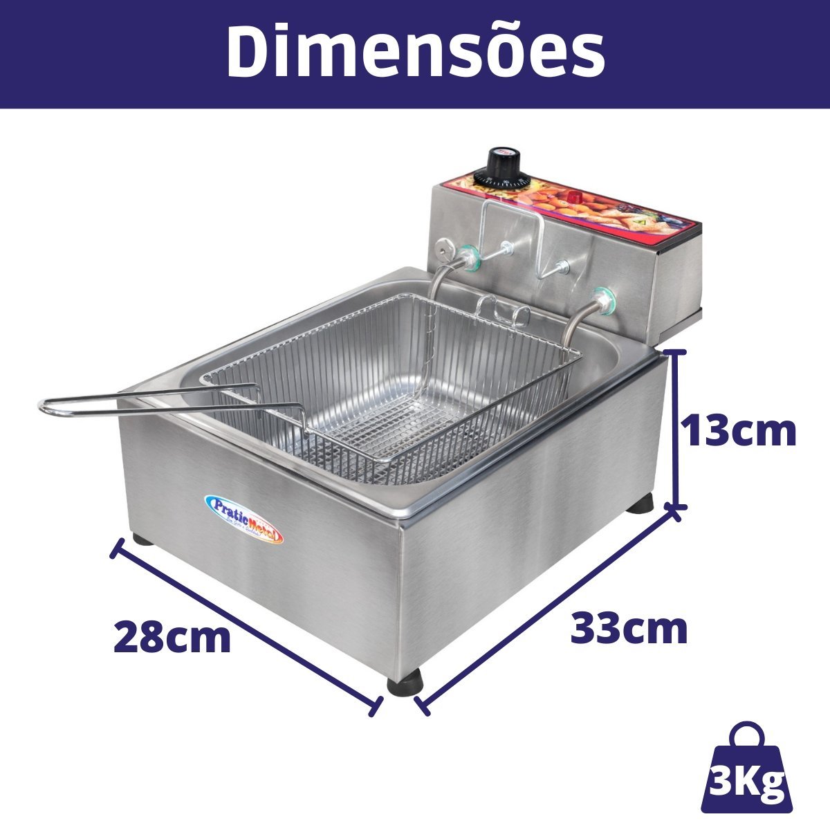 Fritadeira Elétrica Industrial Inox Cuba 5 Litros com Cesto:127v - 3