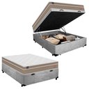 Ver imagem 1 de Cama Box Baú Casal Suede + Colchão Lis Molas Ensacadas Plumatex 138cm – Suporta até 120 Kg por Pesso
