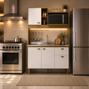 Ver imagem 3 de Cozinha Compacta 120cm 4 Portas 1 Gaveta com Armário e Balcão Azaleia Mel/Branco - Mademóvel