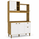 Ver imagem 4 de Cozinha Compacta 120cm 4 Portas 1 Gaveta com Armário e Balcão Azaleia Mel/Branco - Mademóvel