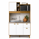 Ver imagem 2 de Cozinha Compacta 120cm 4 Portas 1 Gaveta com Armário e Balcão Azaleia Mel/Branco - Mademóvel