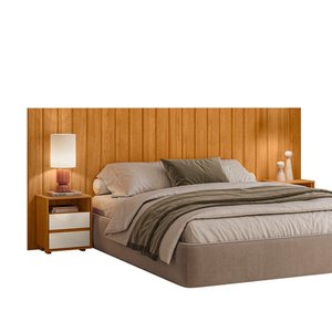 Cabeceira Casal Extensível Frida com 2 Mesas de Apoio - 7 Decor Cinamomo e Off White
