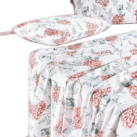 Jogo de Cama Lençol Casal Sensuale Percale 200 Fios 4 Peças - Hortência - 80% Algodão, 20% Poli
