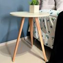 Ver imagem 3 de Mesa Lateral de Canto e Apoio Redonda Pé Palito Karina 68 Cm Off White