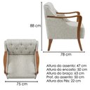 Ver imagem 4 de Poltrona Decorativa Siena Capitonê Linho Bege com Pés de Madeira 75cm