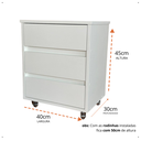 Ver imagem 2 de Mesa de Cabeceira com Rodinhas 3 Gavetas Mdf 15mm Brancotx